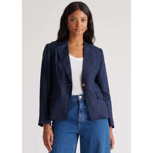 Quince 100% European Linen Structured Blazer Deep Navy Size XL - Picture 1 of 8